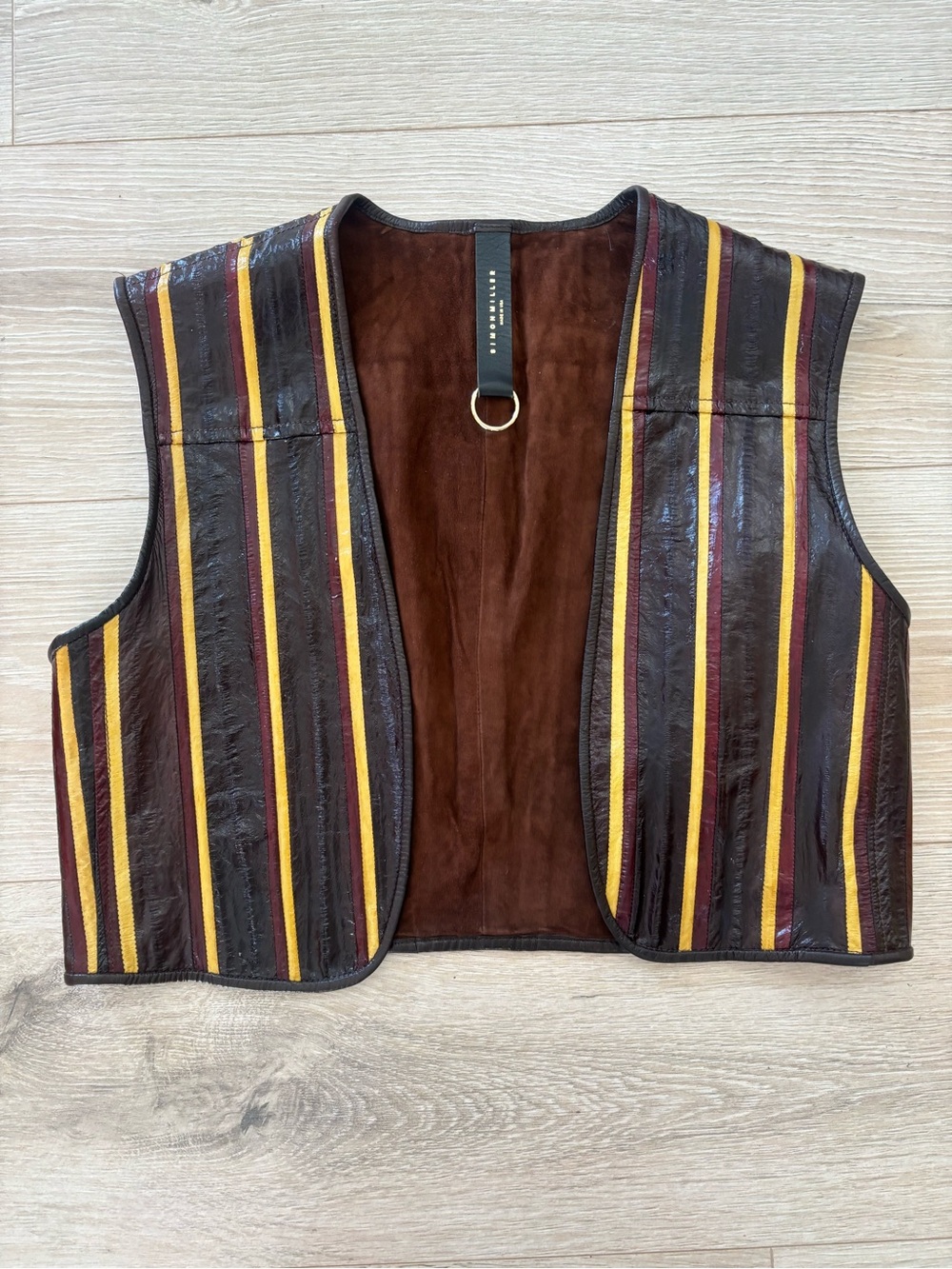 70s inspired Simon Miller striped genuine leather vest